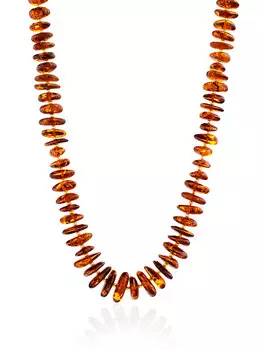 Бусы из натурального янтаря «Чипсы коньячные»