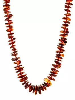 Бусы из натурального янтаря красивого темно-вишневого цвета «Чипсы»