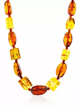 Бусы из натурального янтаря «Кубик и оливка»