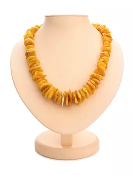 Бусы из натурального янтаря с лёгким эффектом старения «Чипсы тёмно-медовые»