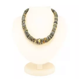 Бусы из натурального янтаря «Шайбы крупные темные»