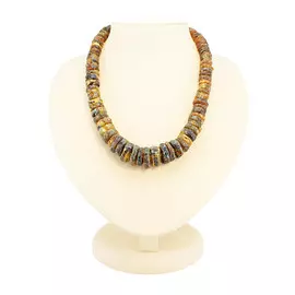 Бусы из натурального янтаря «Шайбы темные дикие»