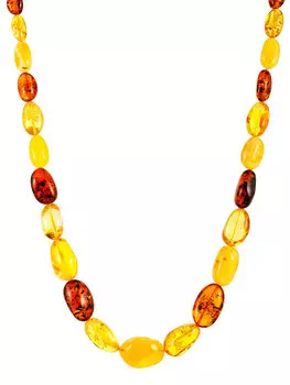 Бусы из натурального янтаря «Слива крупная солнечная»