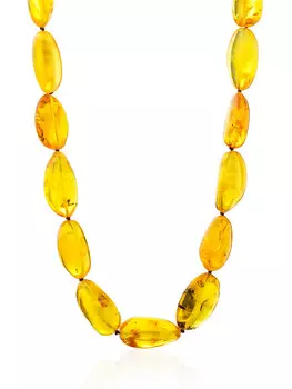 Бусы из натурального янтаря «Слива крупная золотистая»