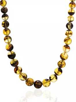 Бусы из натурального янтаря «Текстурный полупрозрачный метеорит»