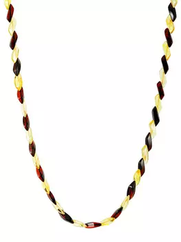 Бусы из натурального янтаря «Змейка лимонно-вишнёвая»