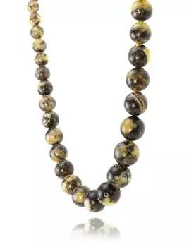 Бусы из натурального текстурного балтийского янтаря «Полированный тёмный метеорит»