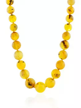 Бусы из натурального текстурного янтаря «Метеорит полированный светлый»