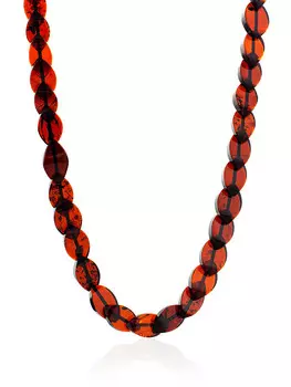 Бусы из натурального тёмно-вишнёвого янтаря «Змейка»