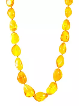 Бусы «Леденцы» из цельных кусочков натурального. прозрачного янтаря ярко-медового цвета