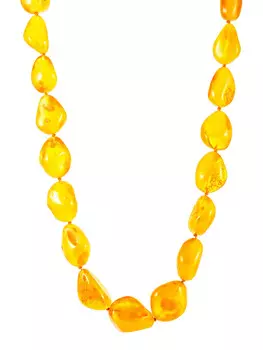 Бусы «Леденцы» из полупрозрачного живописного янтаря тёплого медового цвета