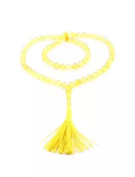 Четки мусульманские из натурального цельного янтаря «Шары лимонные прозрачные» (на 66 бусин)