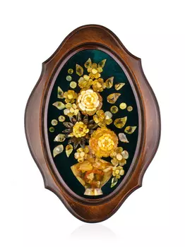 Декоративное панно овальной формы на бархате «Букет астр» 31 х 22 см