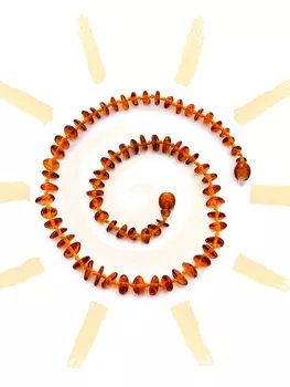 Детские бусы из натурального тёмно-коньячного янтаря «Чипсы»