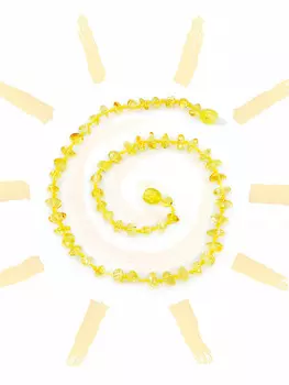 Детские бусы из янтаря «Галька мелкая круглая золотисто-лимонная»