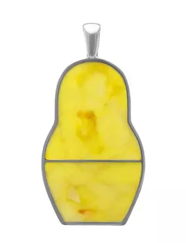 Дизайнерский кулон Matryoshka® с янтарём медового цвета