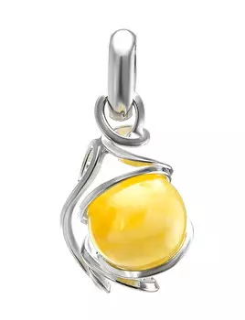 Изящная подвеска с натуральным медовым янтарём «Валенсия»