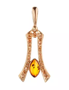 Изящная подвеска «Ренессанс» из золота и цельного янтаря