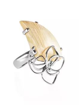 Изящное кольцо «Эра» из серебра и натурального бивня мамонта