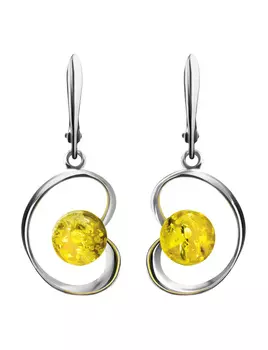 Изящные серьги с ярко-лимонным янтарём «Лея»