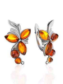 Изящные серьги из натурального балтийского янтаря «Орхидея»