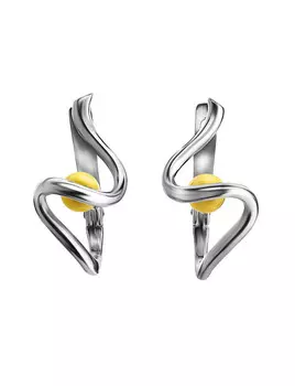 Изящные серьги из натурального цельного янтаря медового цвета «Лея»