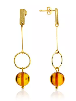 Изящные серьги Palazzo из янтаря чайного оттенка