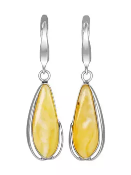 Изящные серьги «Риальто» с пейзажным янтарём