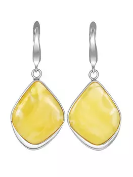 Изящные серебряные серьги «Лагуна» с натуральным медовым янтарем