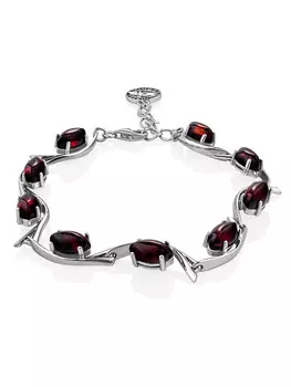 Изящный браслет со вставками из вишнёвого янтаря «Ирис»