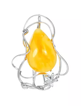 Изысканная брошь-кулон из натурального янтаря медового цвета «Венето»