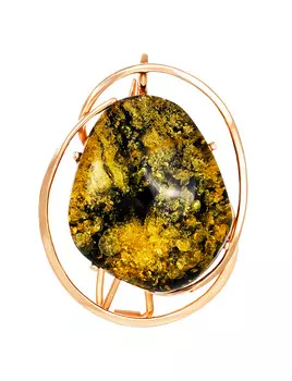 Изысканная подвеска-брошь из натурального балтийского зелёного янтаря «Риальто»