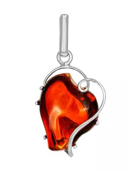 Изысканная подвеска с натуральным тёмно-коньячным янтарём «Риальто»