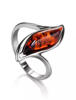 Изысканное кольцо со вставкой из натурального янтаря «Капелла»