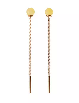 Изысканные продевные серьги «Юпитер» из золоченного серебра и медового янтаря