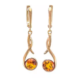 Изысканные серьги «Феникс» из золочённого серебра и янтаря