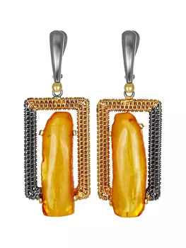 Изысканные серьги с натуральным янтарём «Филигрань»