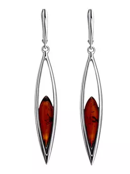 Изысканные серьги из янтаря вишнёвого цвета «Акация»