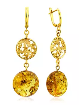 Изысканные серьги ручной работы с натуральным янтарём «Версаль»