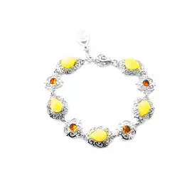 Изысканный браслет «Луксор» с натуральным янтарём медового цвета