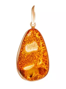 Эффектная подвеска из цельного янтаря в позолоченной оправе «Лагуна»