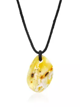 Эффектная подвеска из текстурного балтийского янтаря