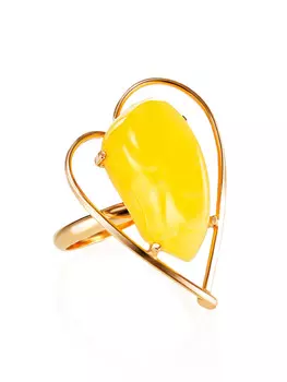 Эффектное кольцо из медового янтаря «Венеция»