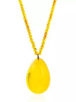 Эффектное колье с крупной подвеской из натурального балтийского янтаря «Лаура»