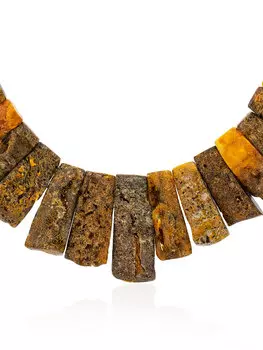 Эффектное крупное колье с лечебным эффектом из натурального балтийского янтаря «Помпеи»