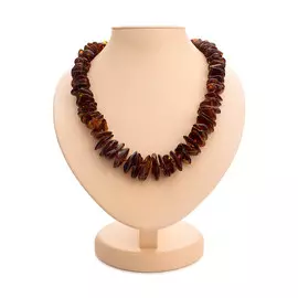 Эффектные бусы из натурального балтийского янтаря «Чипсы вишнёвые»