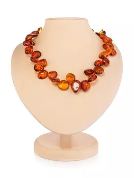 Эффектные бусы из натурального балтийского янтаря «Облепиха ярко-коньячная»