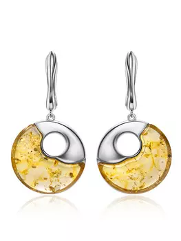 Эффектные яркие серьги из янтаря лимонного цвета «Санрайз»