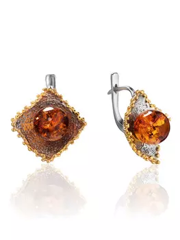 Эффектные серьги «Голливуд» с янтарём