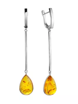 Эффектные серьги «Импульс» из лимонного янтаря